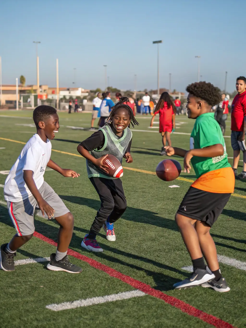 An inclusive image showcasing people from different backgrounds participating in a team sport at an ECURIE DES BALZANES event, highlighting the organization's commitment to diversity.