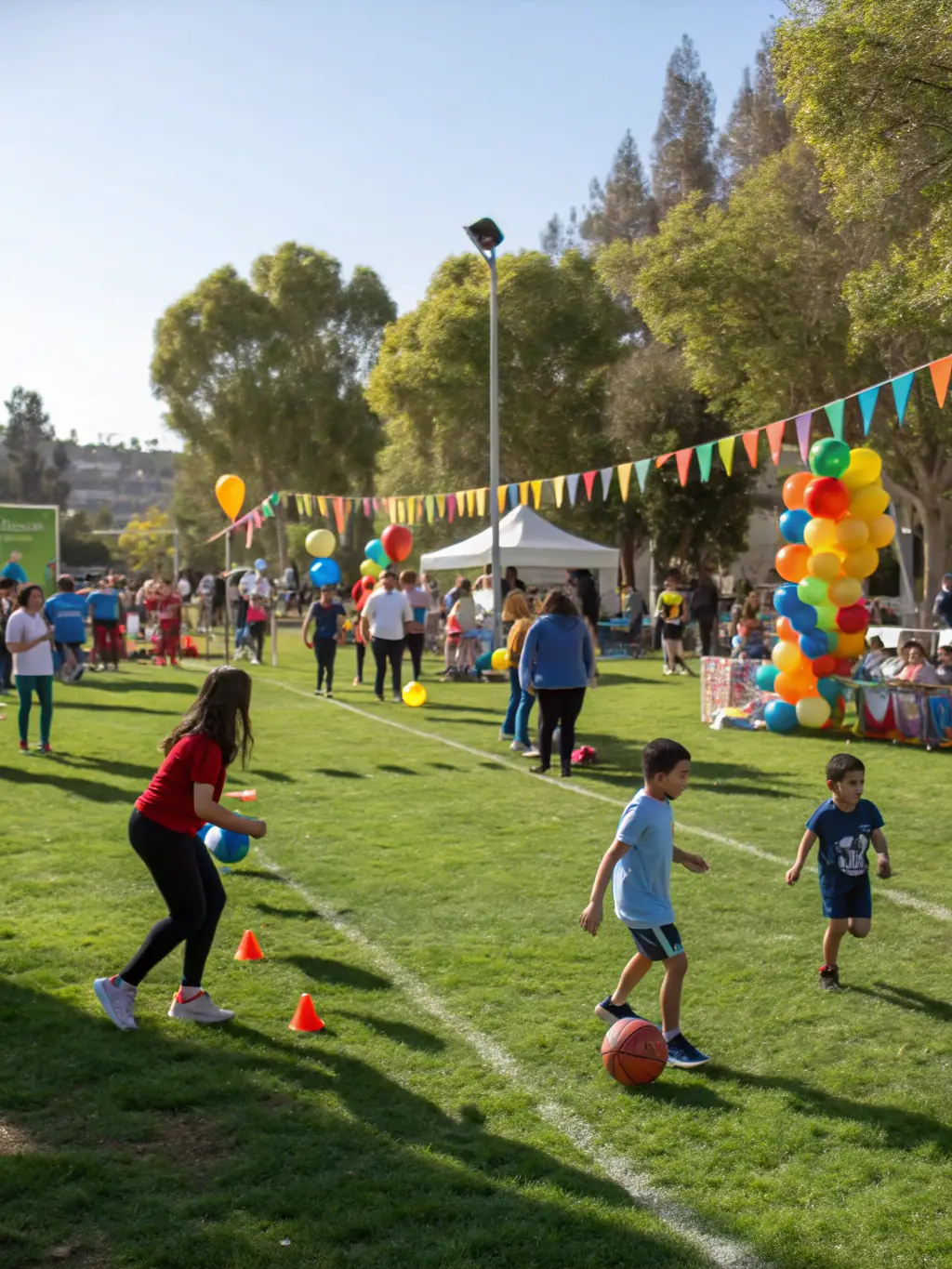 A dynamic image of children participating in a fun run at a local community sports event organized by ECURIE DES BALZANES, showcasing the joy and inclusivity of the event.