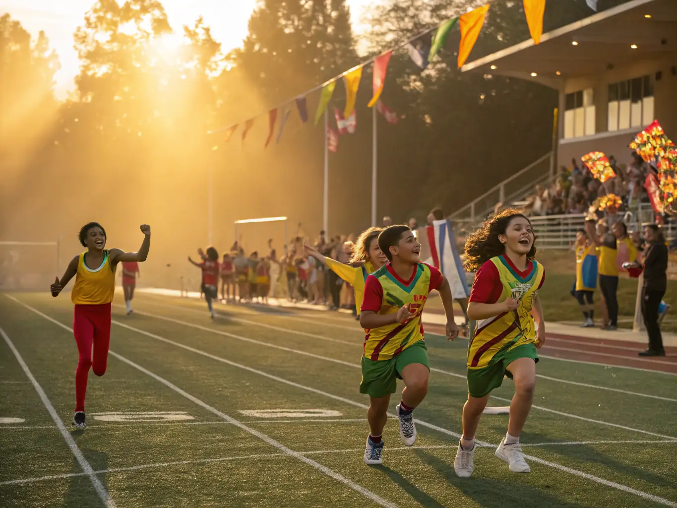 A vibrant image of participants engaged in a community sports event organized by ECURIE DES BALZANES, showcasing teamwork and active participation.