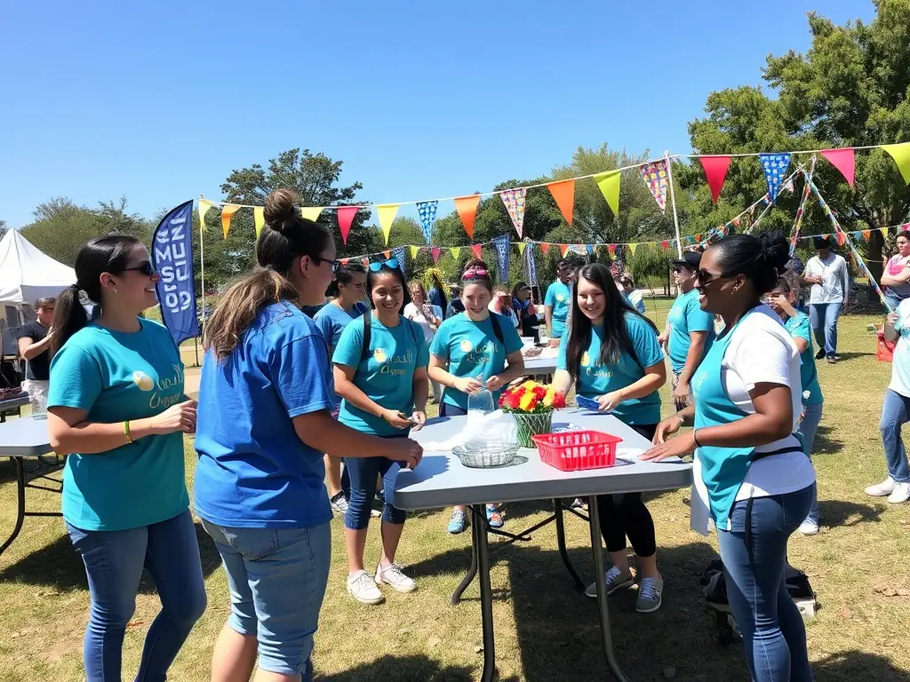 An image depicting volunteers actively involved in organizing and managing an ECURIE DES BALZANES event, highlighting their dedication and community spirit.