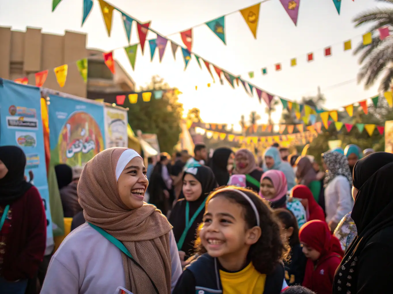 A photograph capturing a festive community event organized by ECURIE DES BALZANES, featuring smiling faces and joyful interactions.